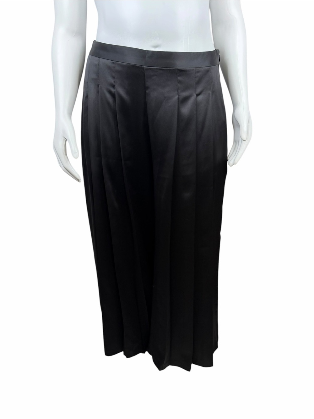 Banana Republic Black Pleated Satin Wide-Leg Pants Pleated Trousers Sz. 16